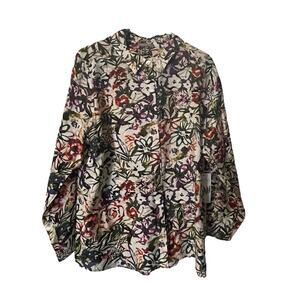 Habitat Button Front Collard Shirt Painted Garden Size L 34513